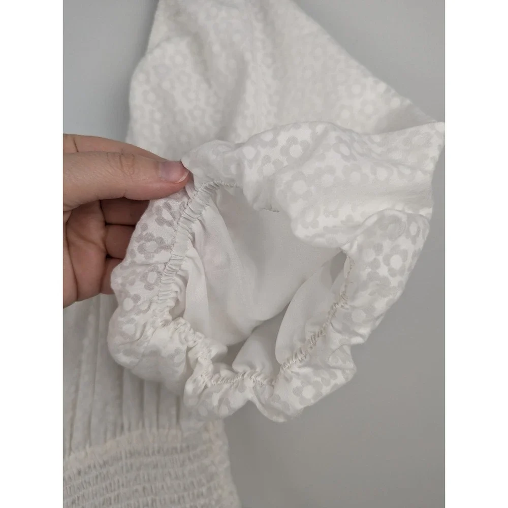 Lulus Tiers To Me White Puff Sleeve Tiered Dress Mini Skater M Off‎ The Shoulder - Picture 12 of 13